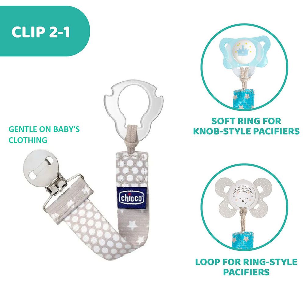 Chicco - Fashion Pacifier Clip - Silver