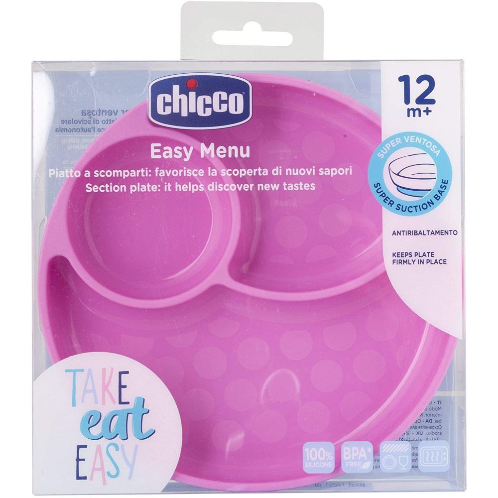 Chicco - Easy Menu Silicone Plate w/ Suction Cup - Pink