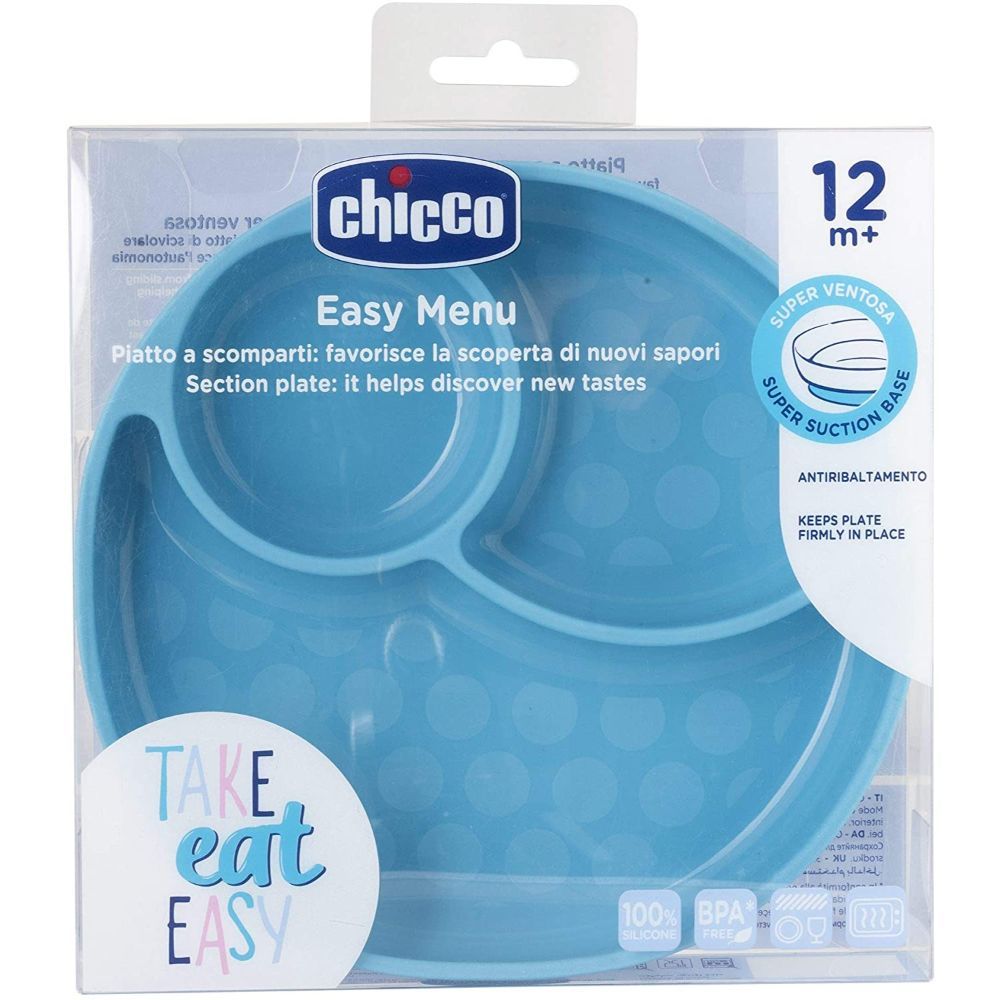 Chicco - Easy Menu Silicone Plate w/ Suction Cup - Blue