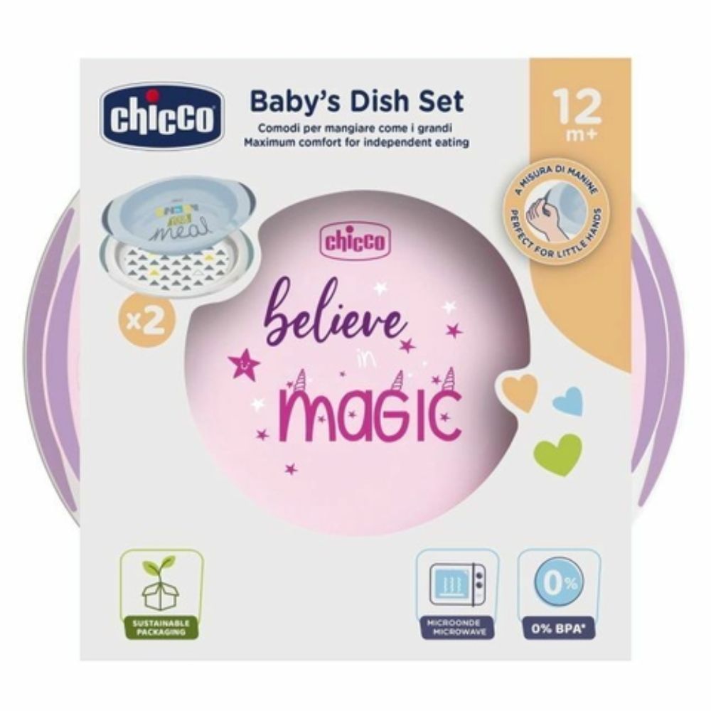 Chicco - Baby's Dish Set 2 Pcs - Pink