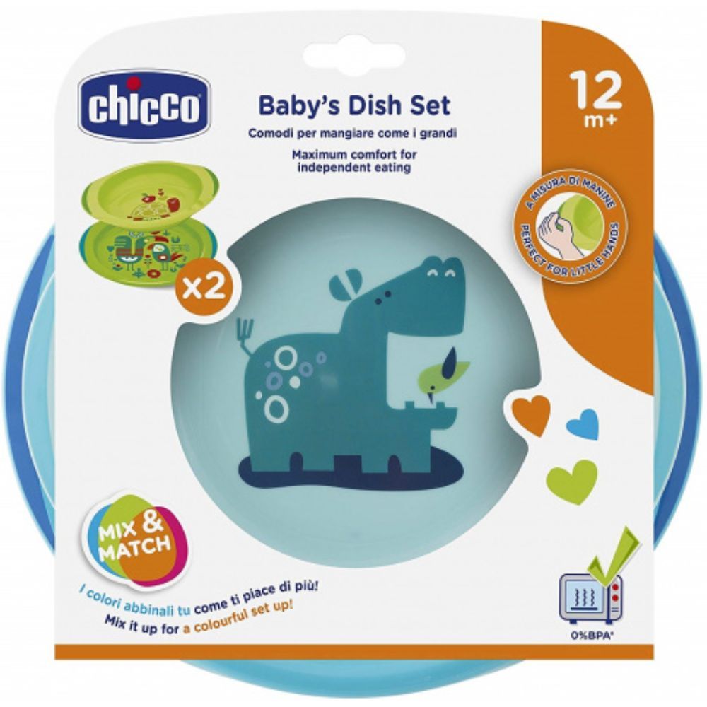 Chicco - Baby's Dish Set 12m+ - 2 Pcs - Blue