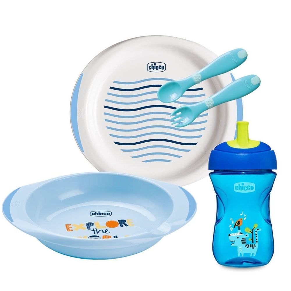 Chicco - Weaning Set 12m+ - 5 Pcs - Blue