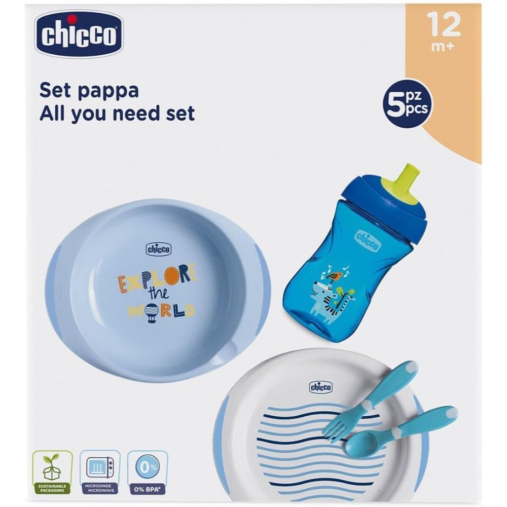 Chicco - Weaning Set 12m+ - 5 Pcs - Blue