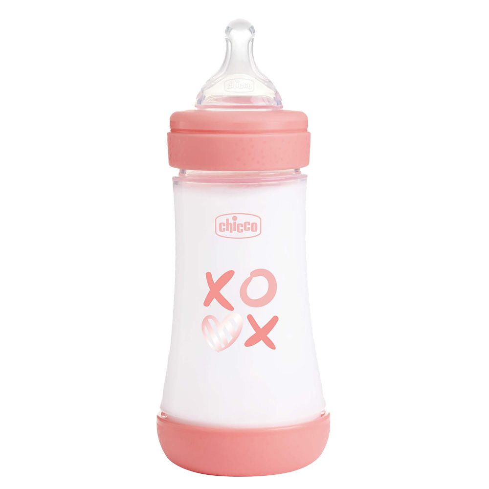 Chicco - Perfect 5 Medium Flow Feeding Bottle - Pink - 240 ml