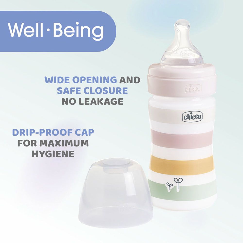 Chicco - Well-Being Plastic Slow Flow Feeding Bottle - White - 150 ml