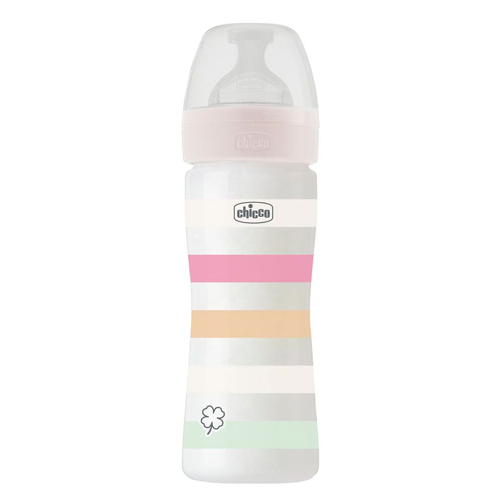 Chicco - Well-Being Plastic Medium Flow Feeding Bottle - White - 250 ml