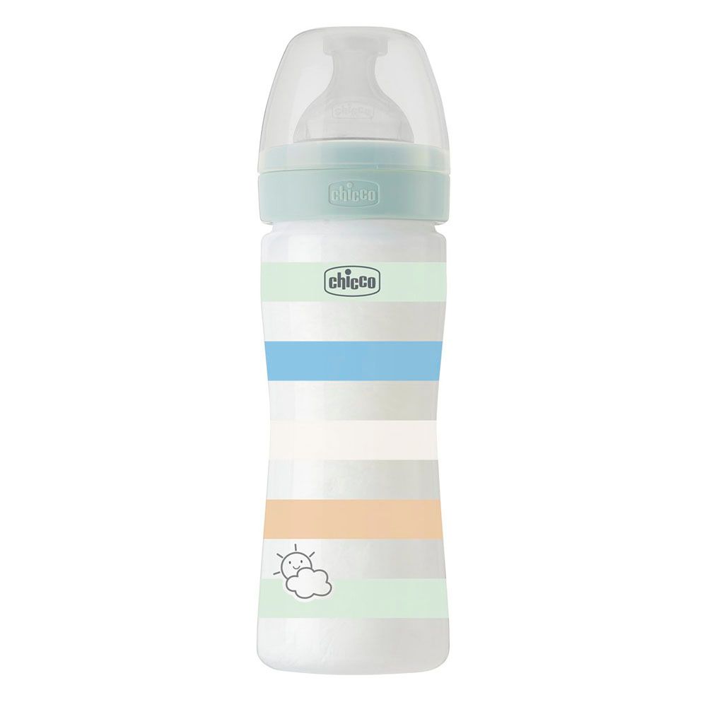 Chicco - Well-Being Plastic Medium Flow Feeding Bottle - Green - 250 ml