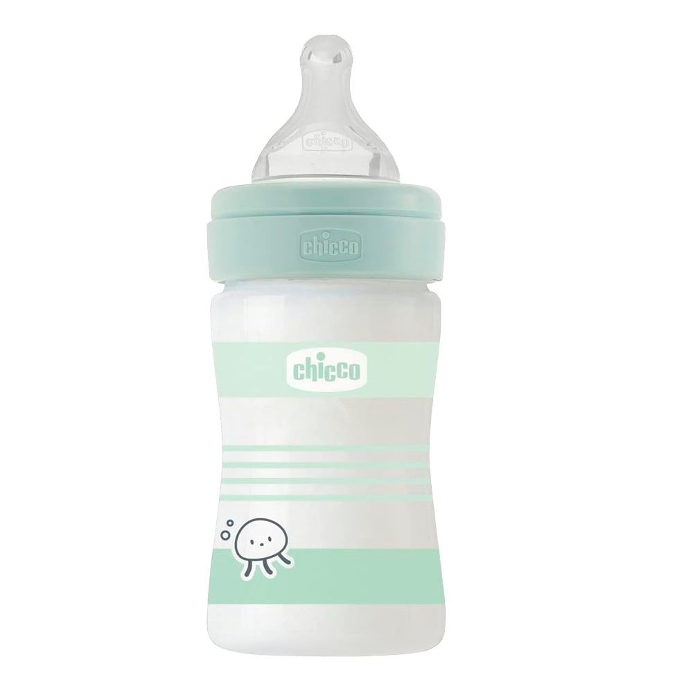 Chicco - Well-Being Glass Slow Flow Feeding Bottle - Green - 150 ml