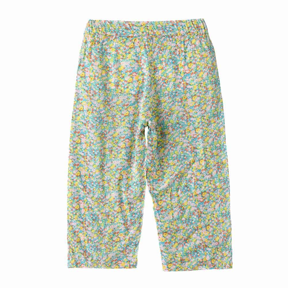 Jelliene - Flower Printed Woven Bottom Pants - Green