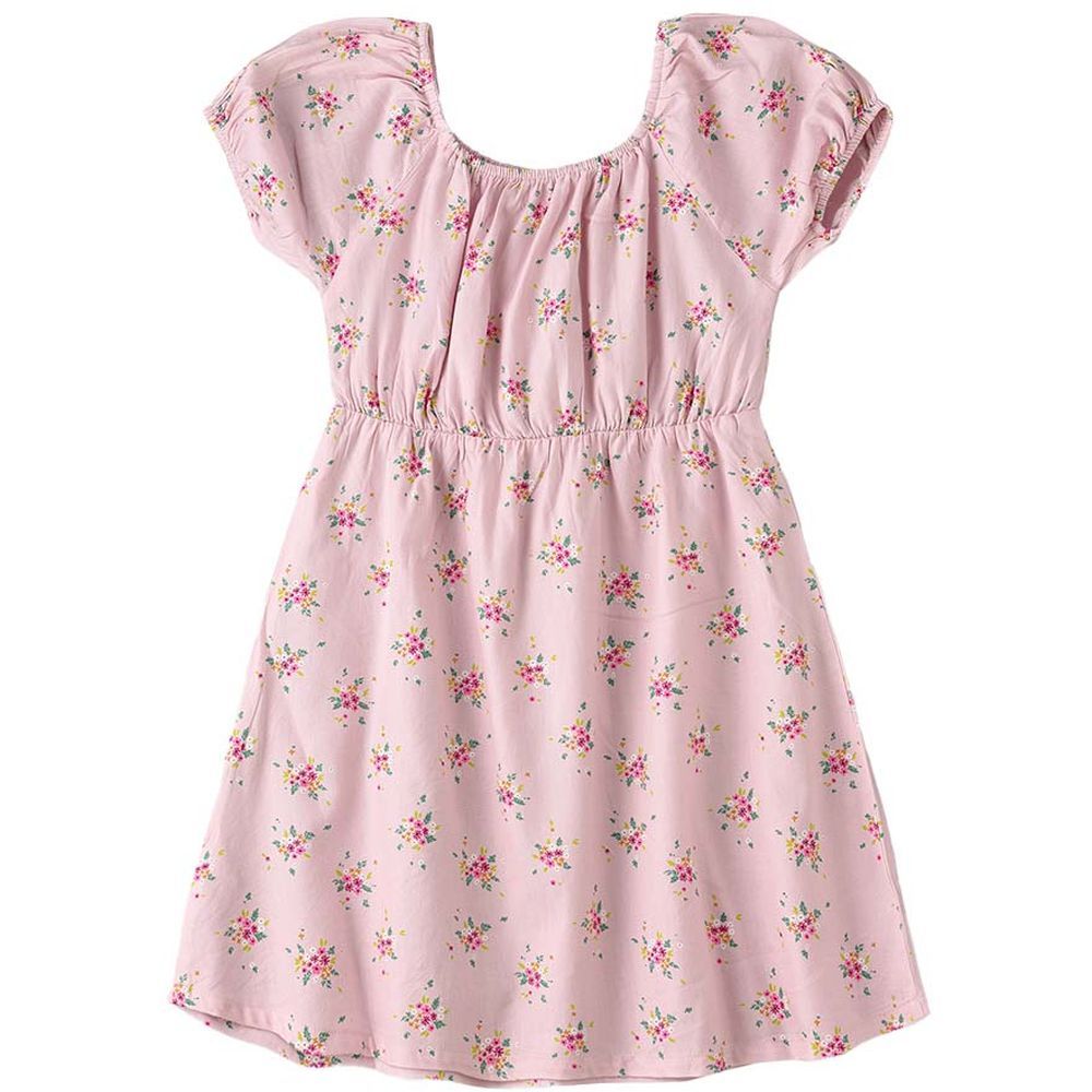 Jelliene - Flower Printed Woven Dress - Pink