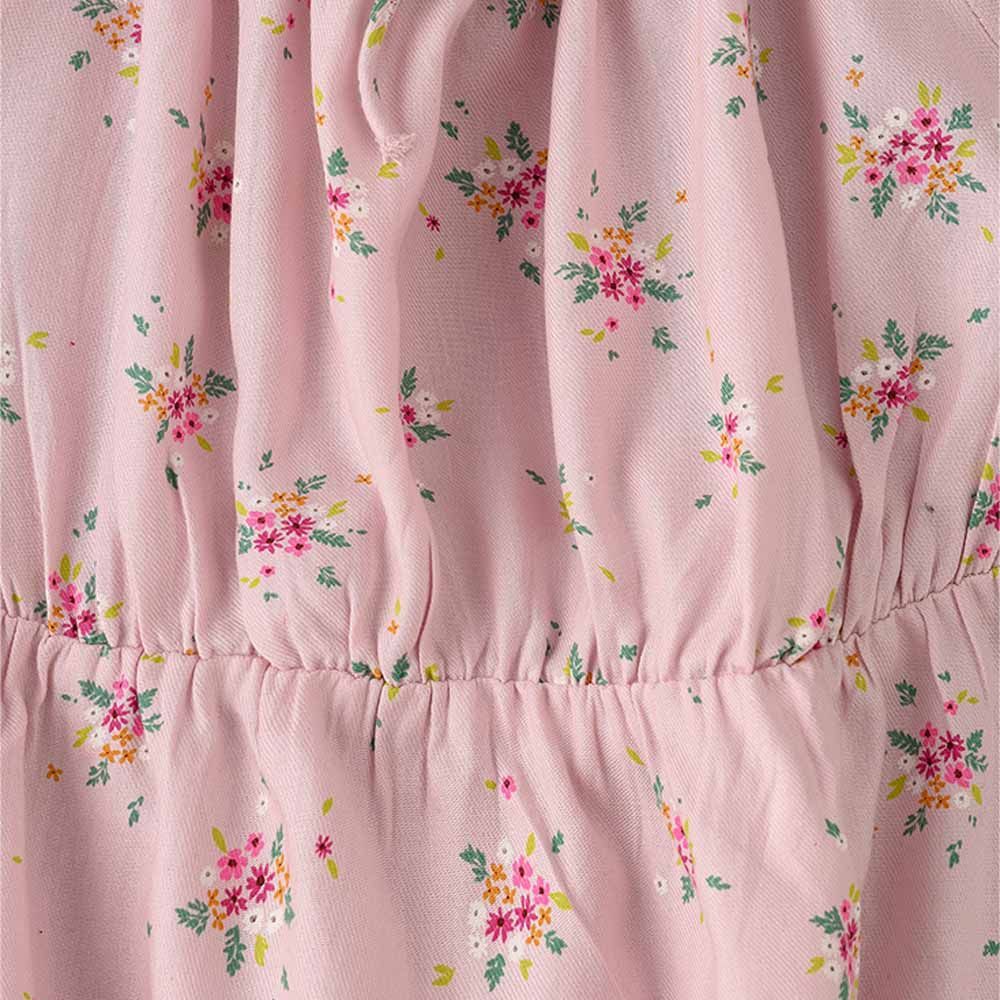 Jelliene - Flower Printed Woven Dress - Pink