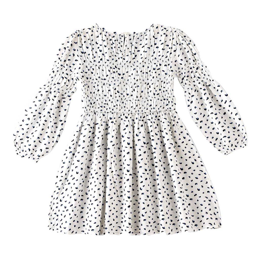 Jelliene - Girls Printed Soft Viscose Dress - White