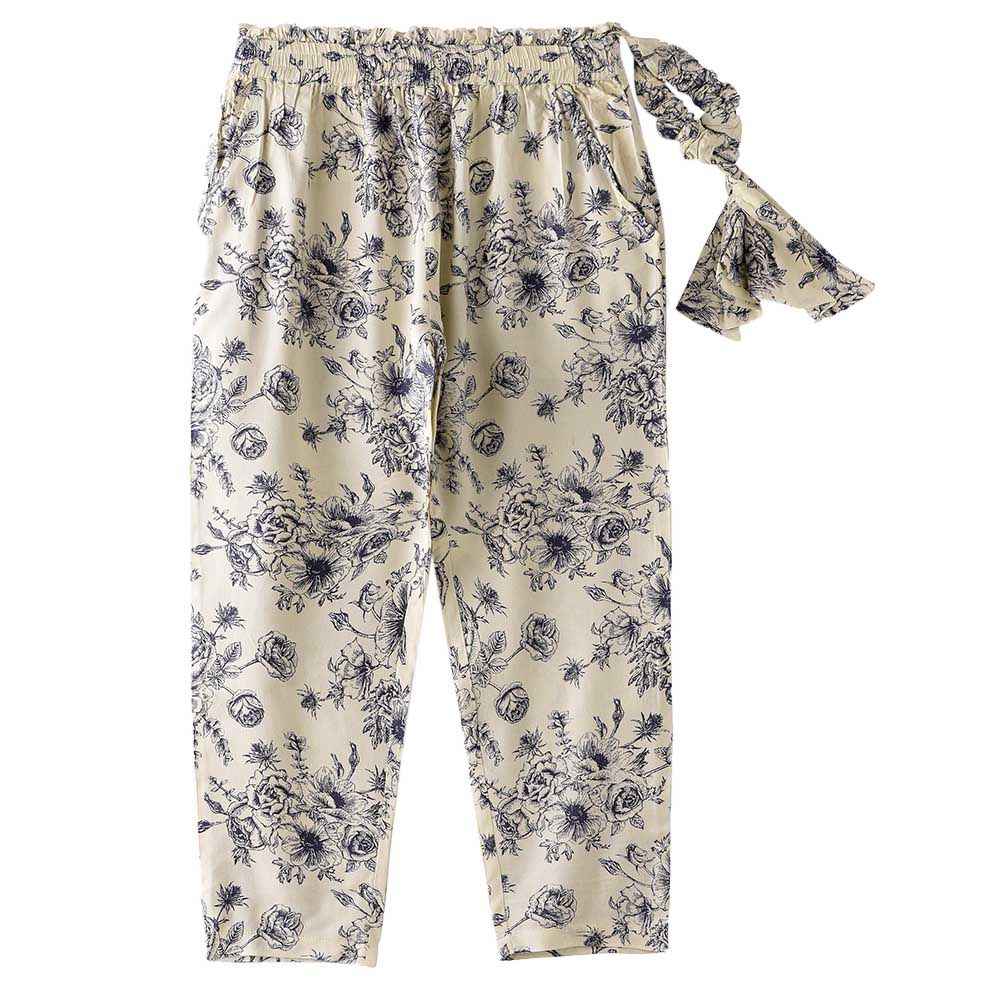 Jelliene - Girls Printed Soft Viscose Pants - Blue