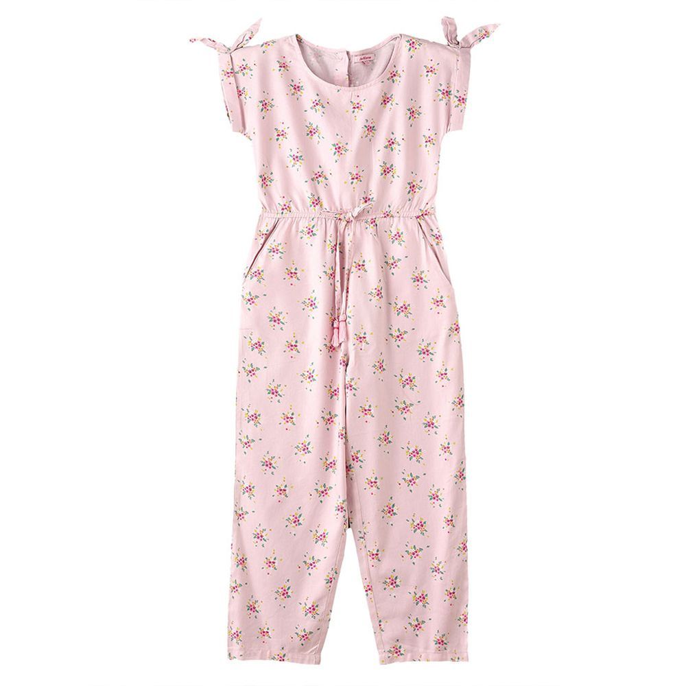 Jelliene - Flower Printed Woven Jumpsuit - Pink