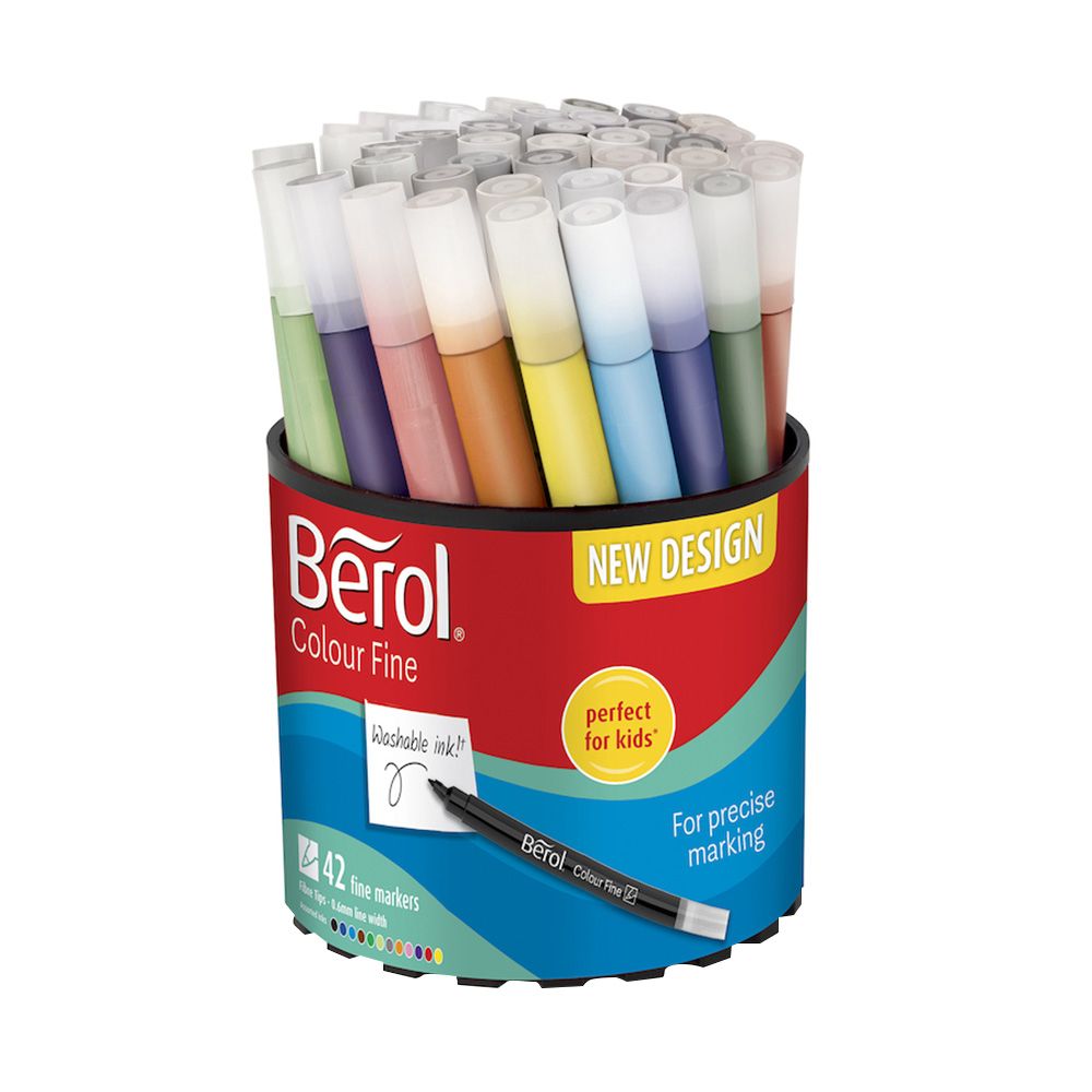 TTS - Berol Colour Fine Fibre Tipped Marker Pen - 42pcs