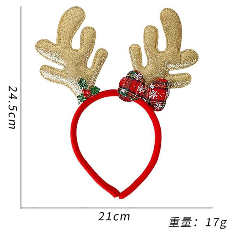 Brain Giggles - Christmas Reindeer Headband w/ Antler - Gold/Red