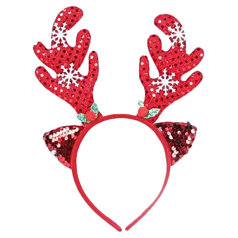 Brain Giggles - Christmas Reindeer Headband w/ Antler - Red/Green