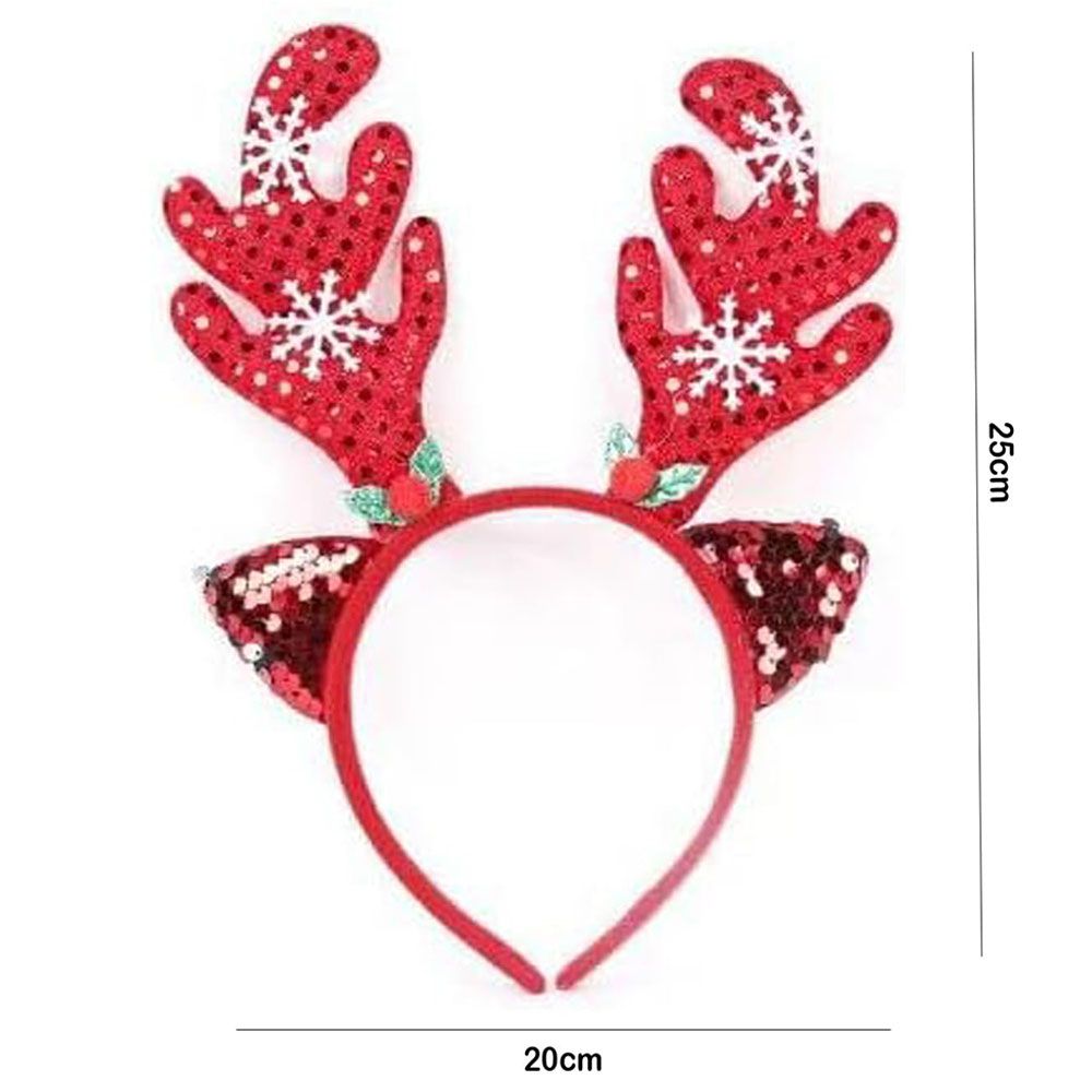 Brain Giggles - Christmas Reindeer Headband w/ Antler - Red/Green