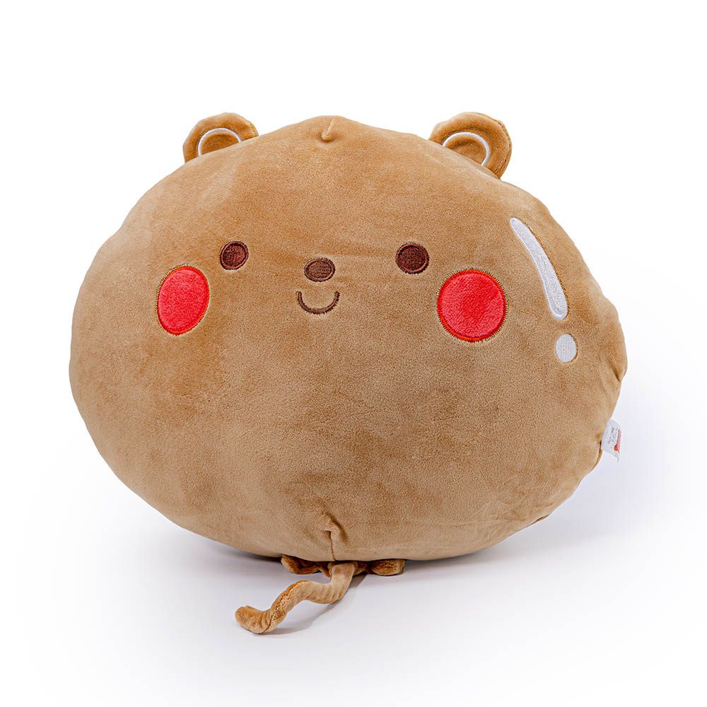 Toto Toys - Plush Cushion - Bear Face - Brown - 40 cm