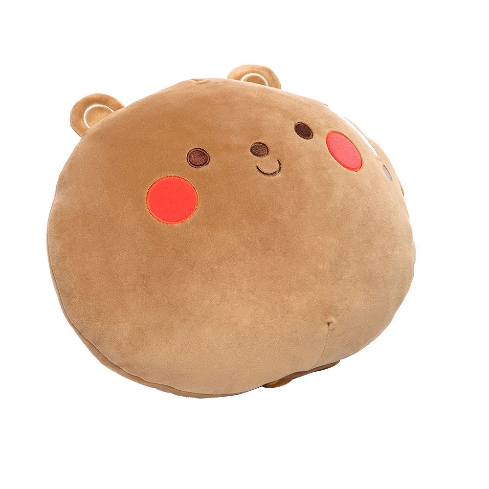 Toto Toys - Plush Cushion - Bear Face - Brown - 40 cm