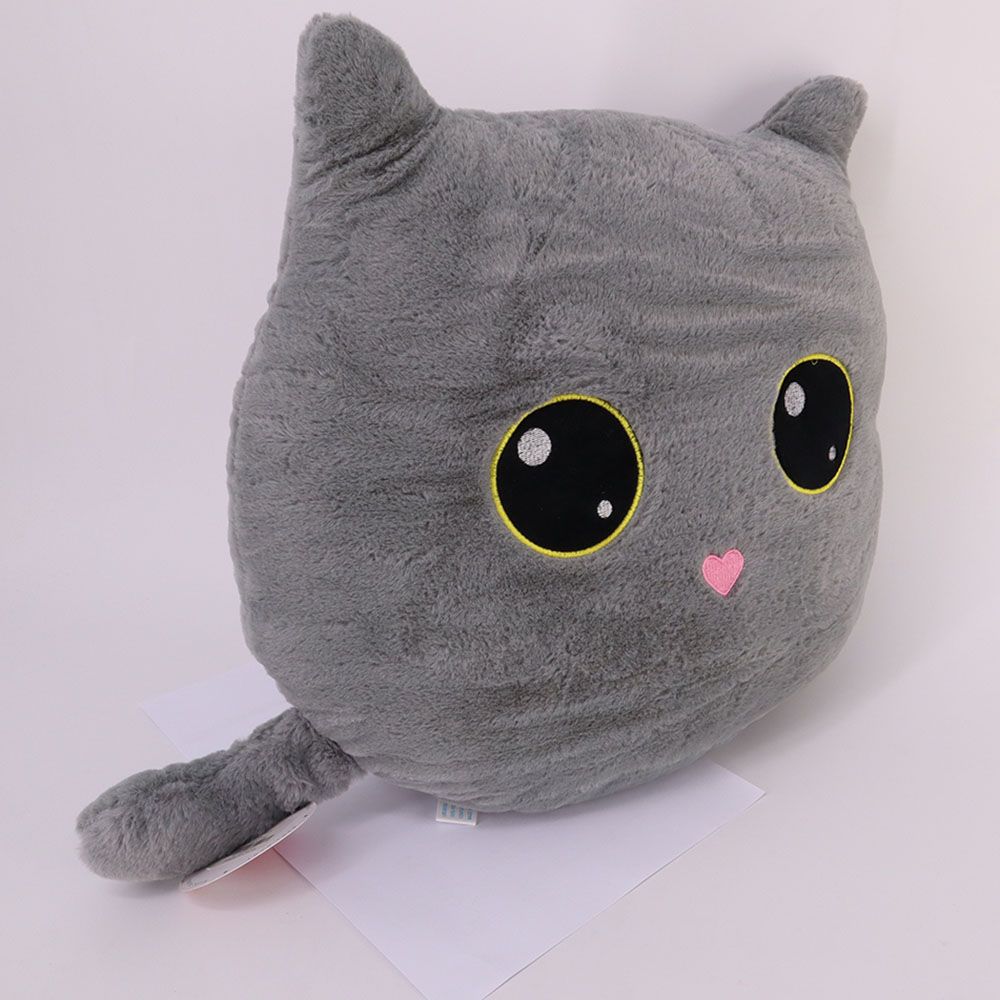 Toto Toys - Plush Cushion - Cat - Grey - 40 cm