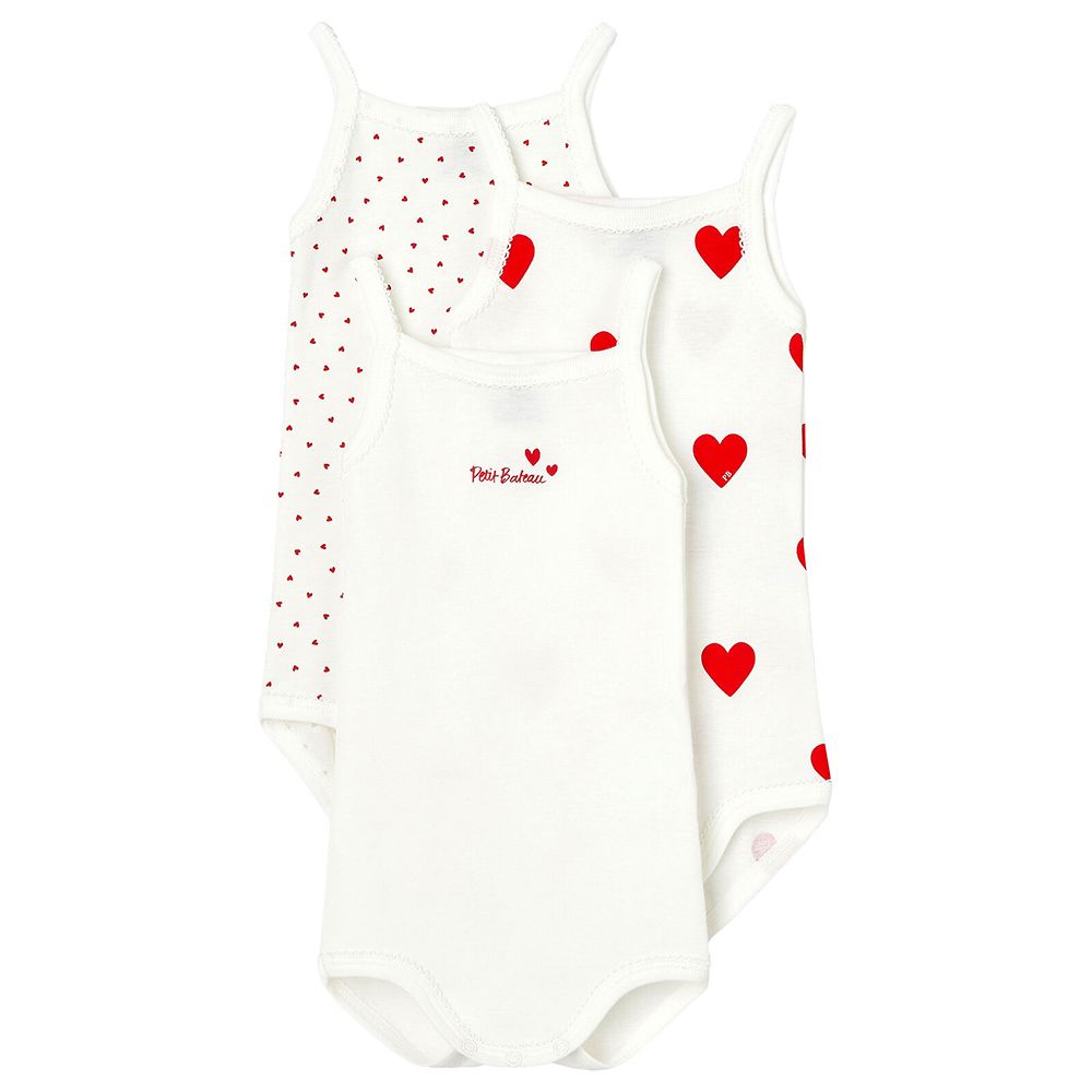 Petit Bateau - 3pc-Set - Baby's Strappy Bodysuits - White