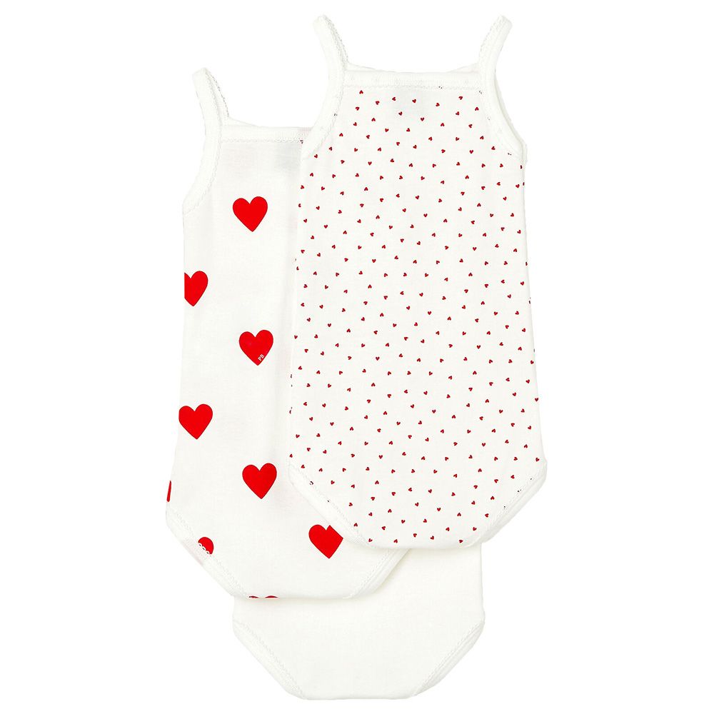 Petit Bateau - 3pc-Set - Baby's Strappy Bodysuits - White/Red