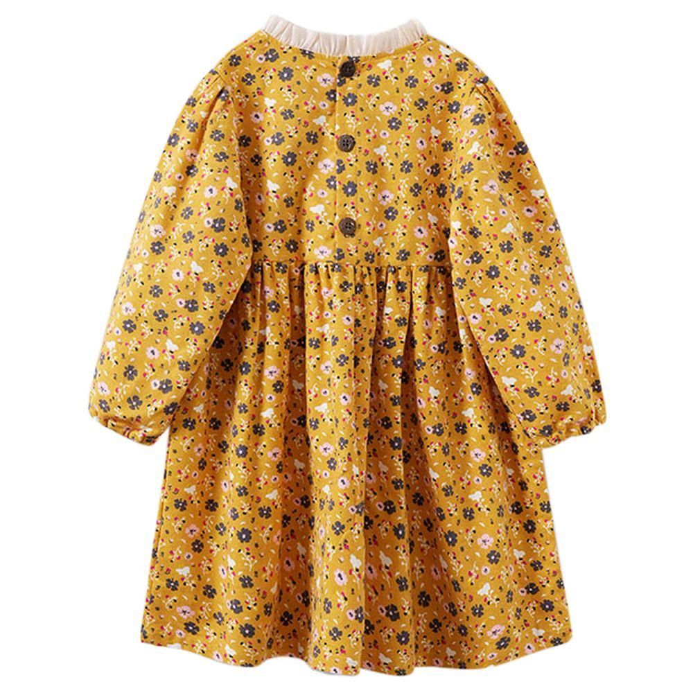 Sugar Rush - Girls Floral Round Neck Dress - Yellow