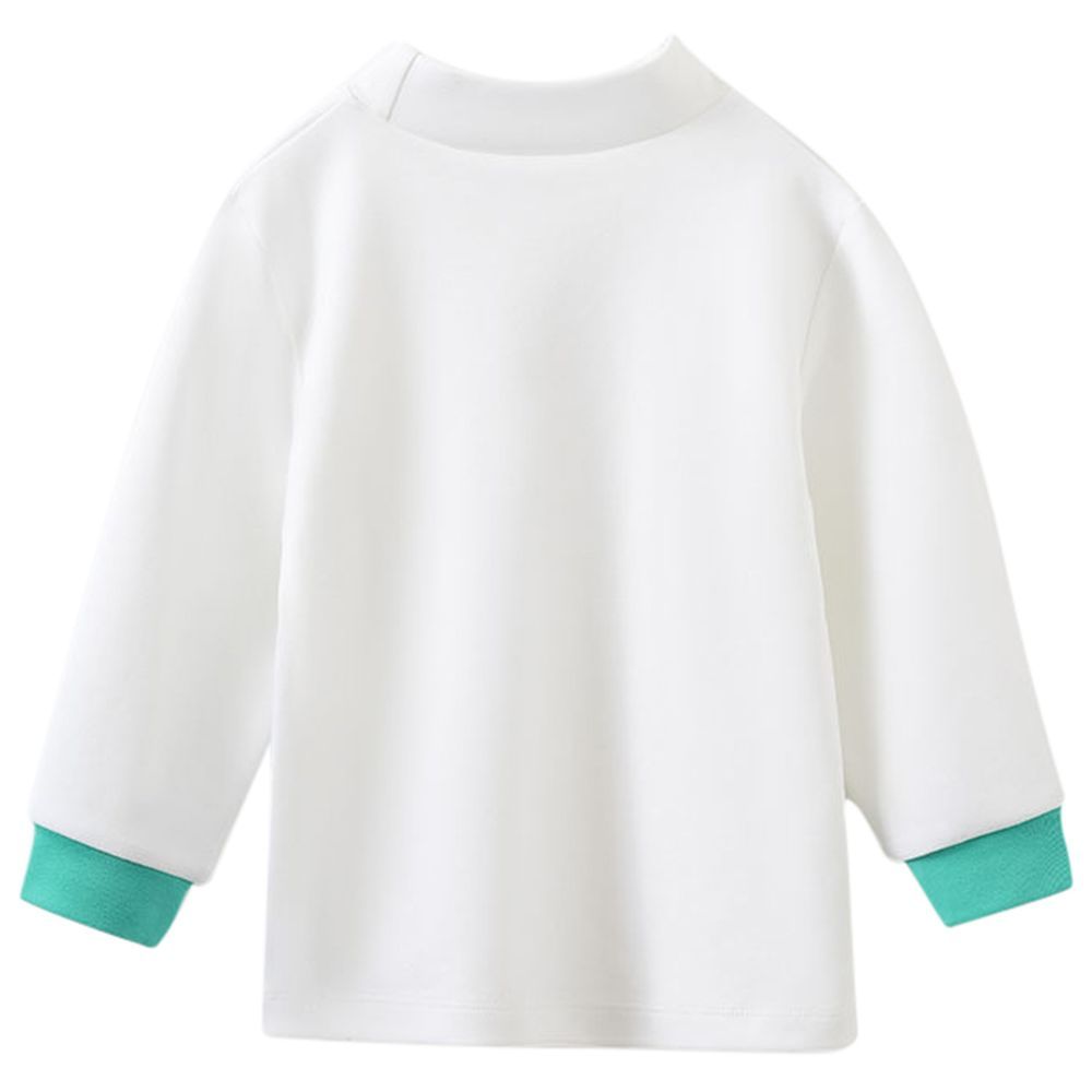 Sugar Rush - High-Neck Full Sleeves T-Shirt - White