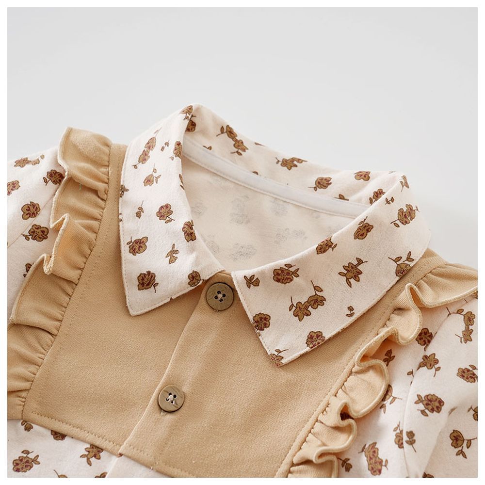 Sugar Rush - Floral Classic Full Sleeves Shirt - Khaki