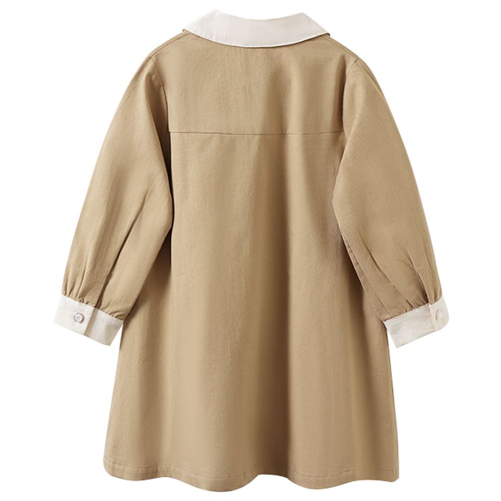 Sugar Rush - Solid Regular Full Sleeves Casual Dress - Khaki