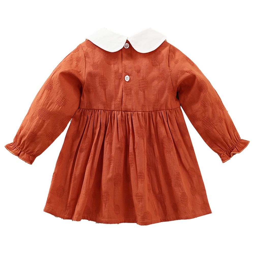 Sugar Rush - Girls Solid Full Sleeves Casual Dress - Orange