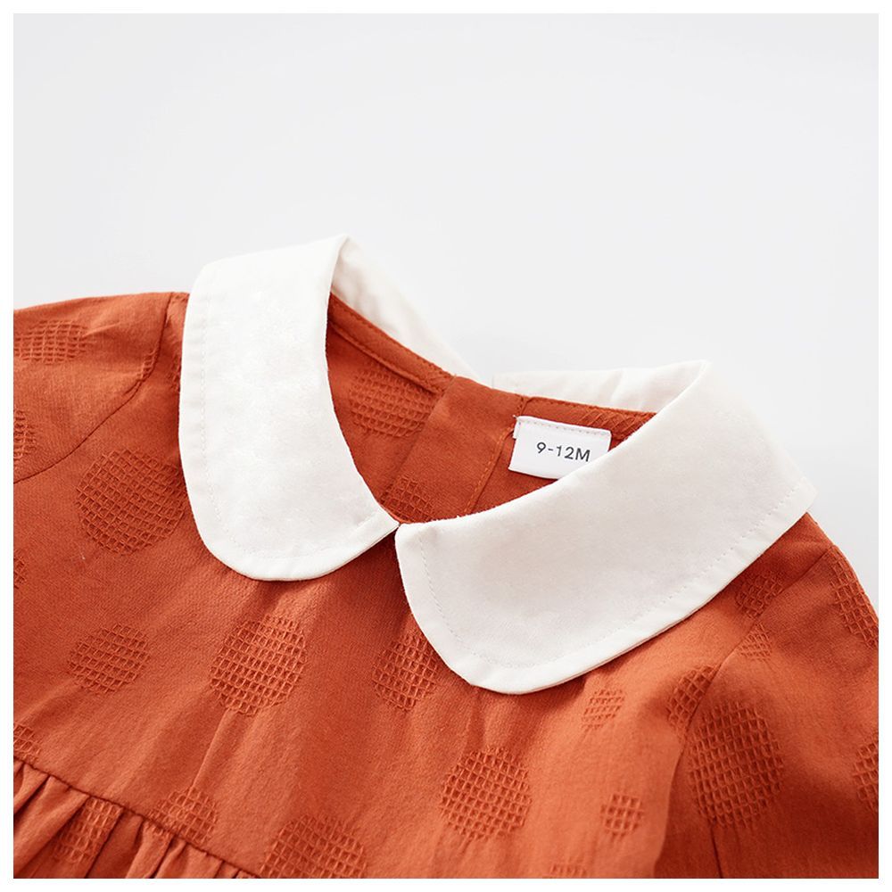 Sugar Rush - Girls Solid Full Sleeves Casual Dress - Orange