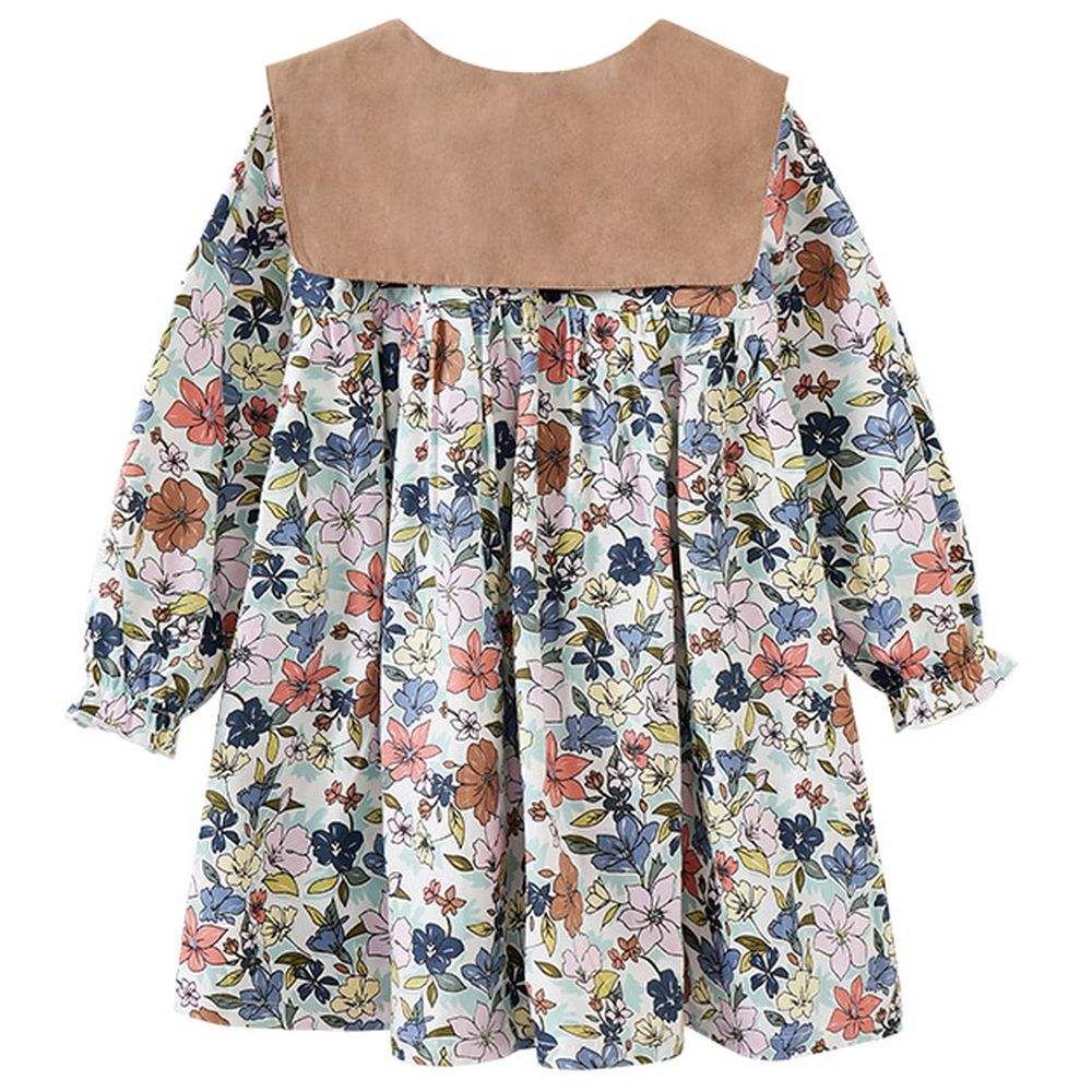 Sugar Rush - Printed Classic Full Sleeves Casual Dress - Khaki