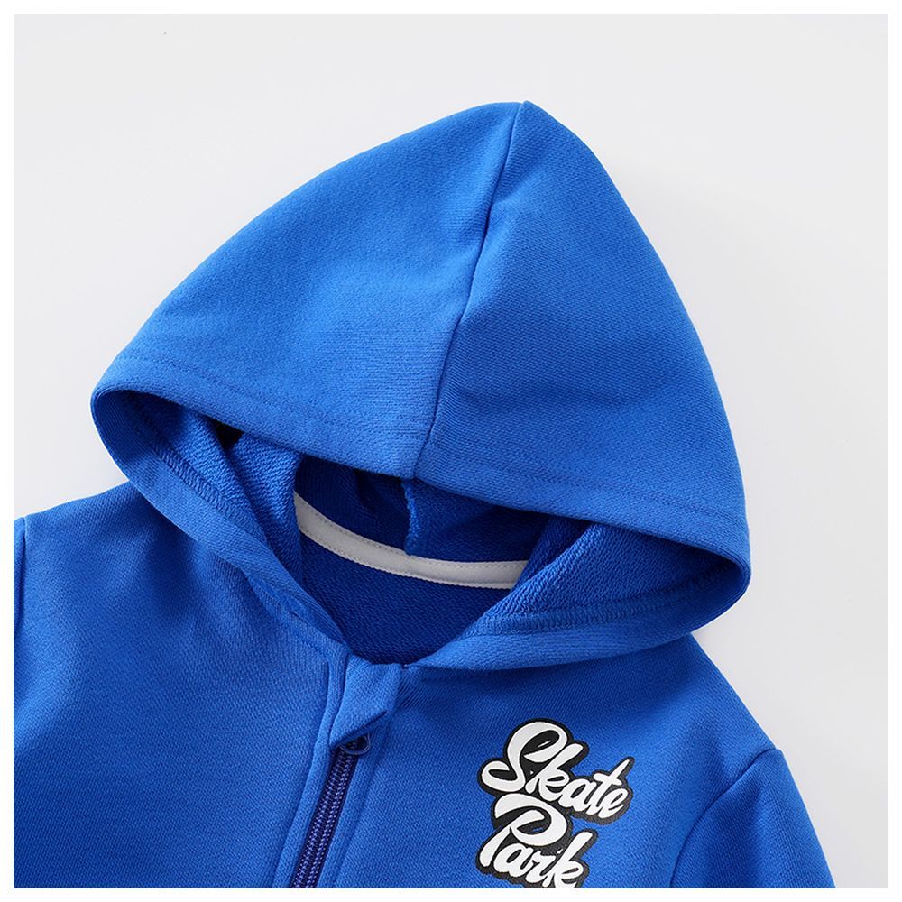 Sugar Rush - Hooded Full Sleeves Zipper Jacket - Royal Blue