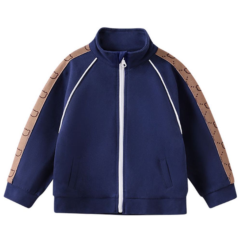 Sugar Rush - Solid High-Neck Full Sleeves Jacket - Navy