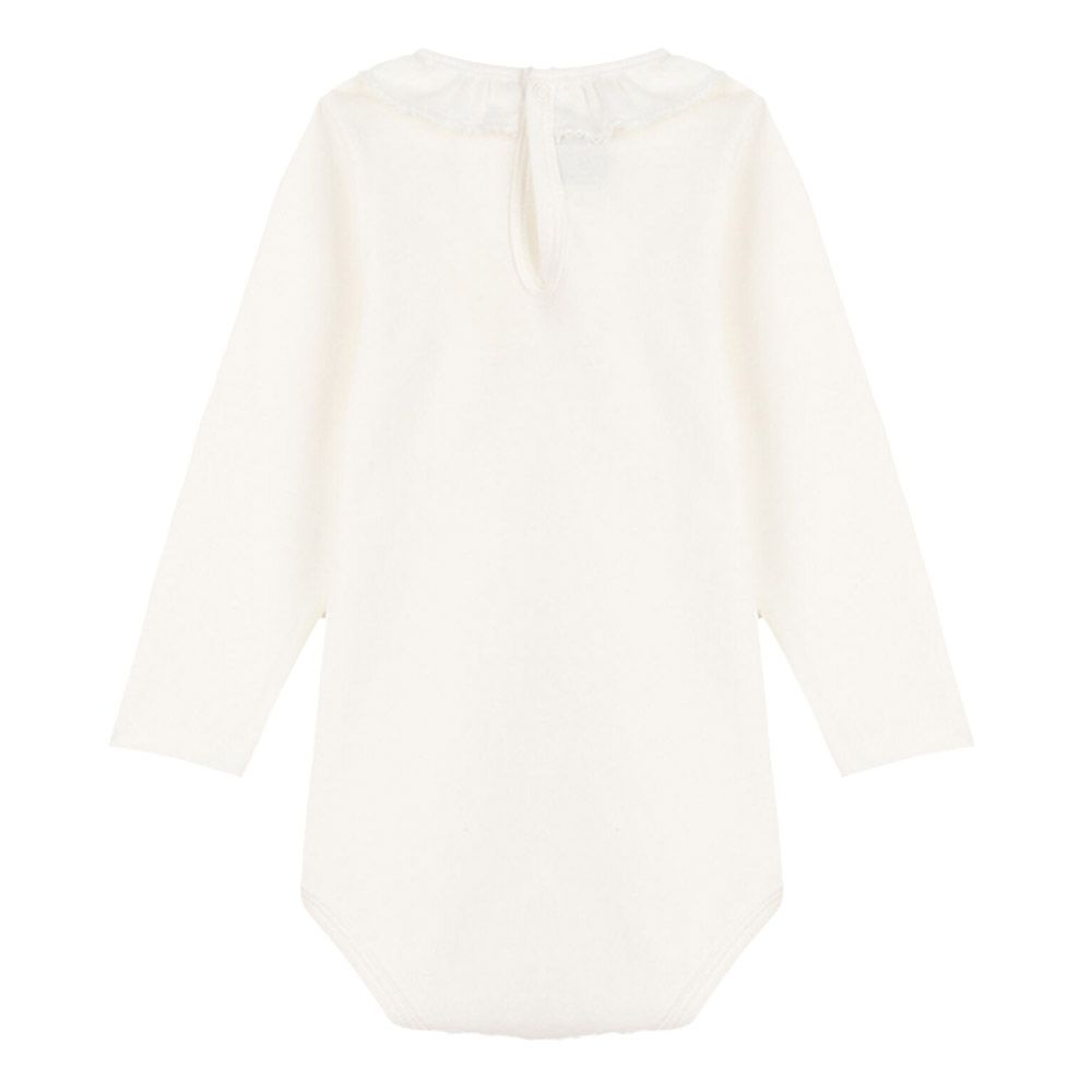 Petit Bateau - Babies Ruffled Collar Cotton Bodysuit - White