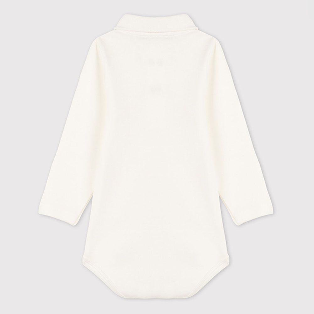 Petit Bateau - Babies Polo Neck Cotton Bodysuit - White