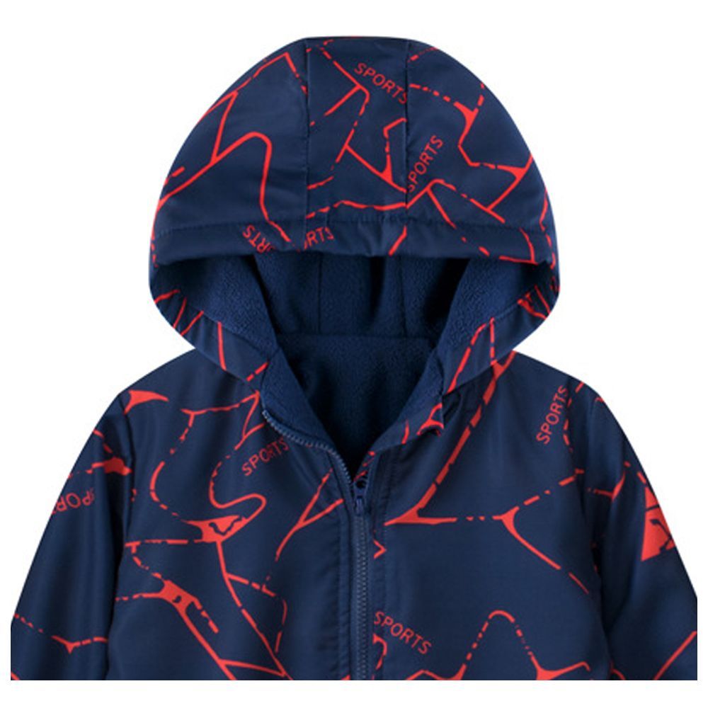 Sugar Rush - Printed Regular Hoodie Full Sleeves Jacket - Navy