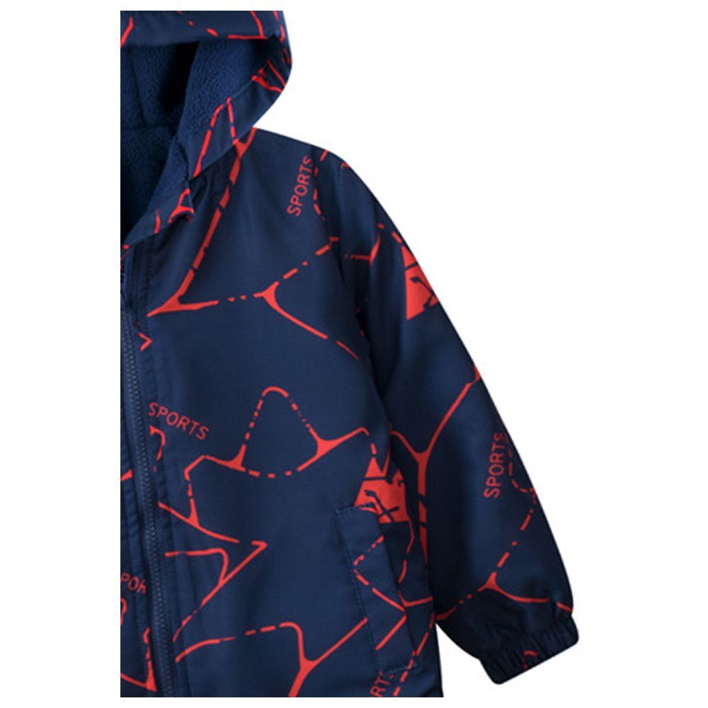 Sugar Rush - Printed Regular Hoodie Full Sleeves Jacket - Navy