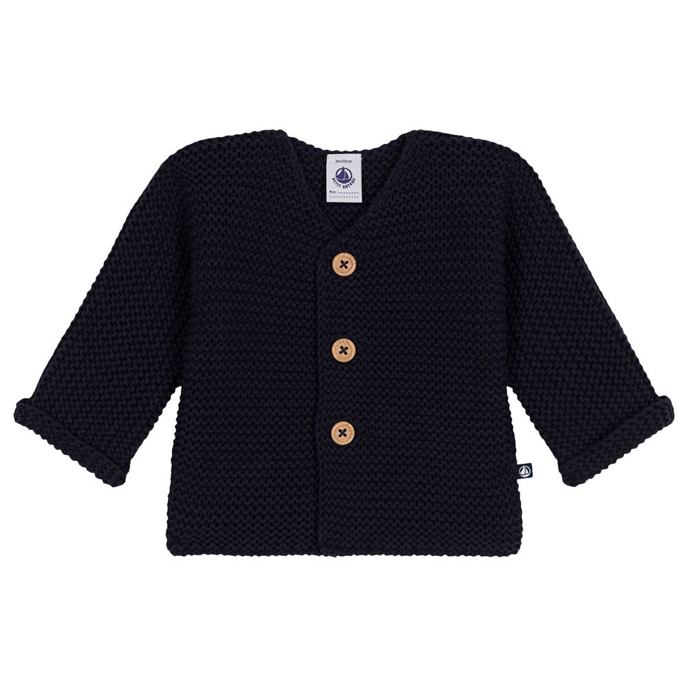 Petit Bateau - Baby's Moss Stitch Knit Cardigan - Blue