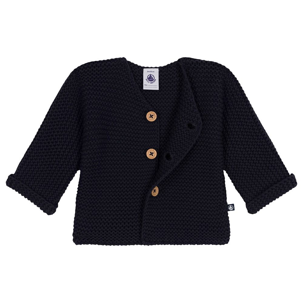 Petit Bateau - Baby's Moss Stitch Knit Cardigan - Blue