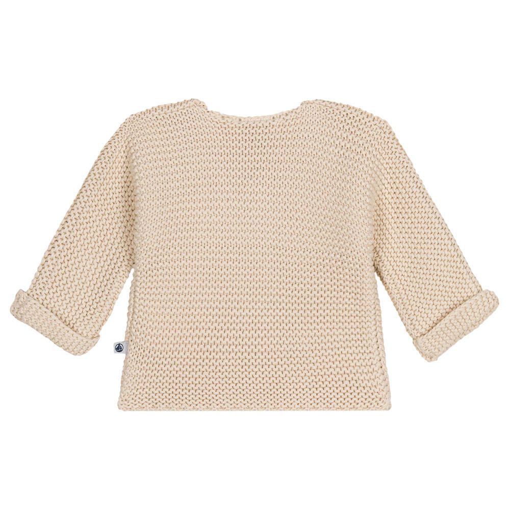 Petit Bateau - Babies Moss Stitch Knit Cardigan - Beige