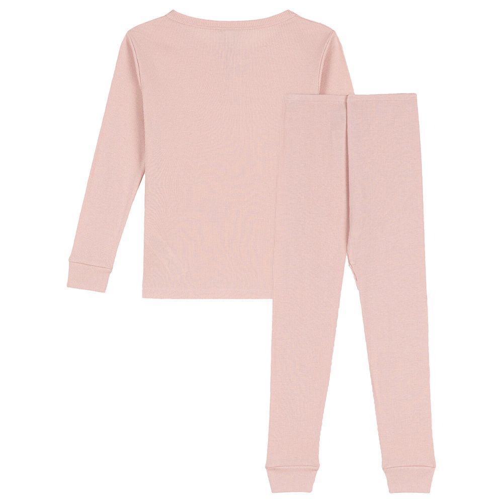 Petit Bateau - Girls Solid Cotton/Tencel Pyjama Suit - Pink