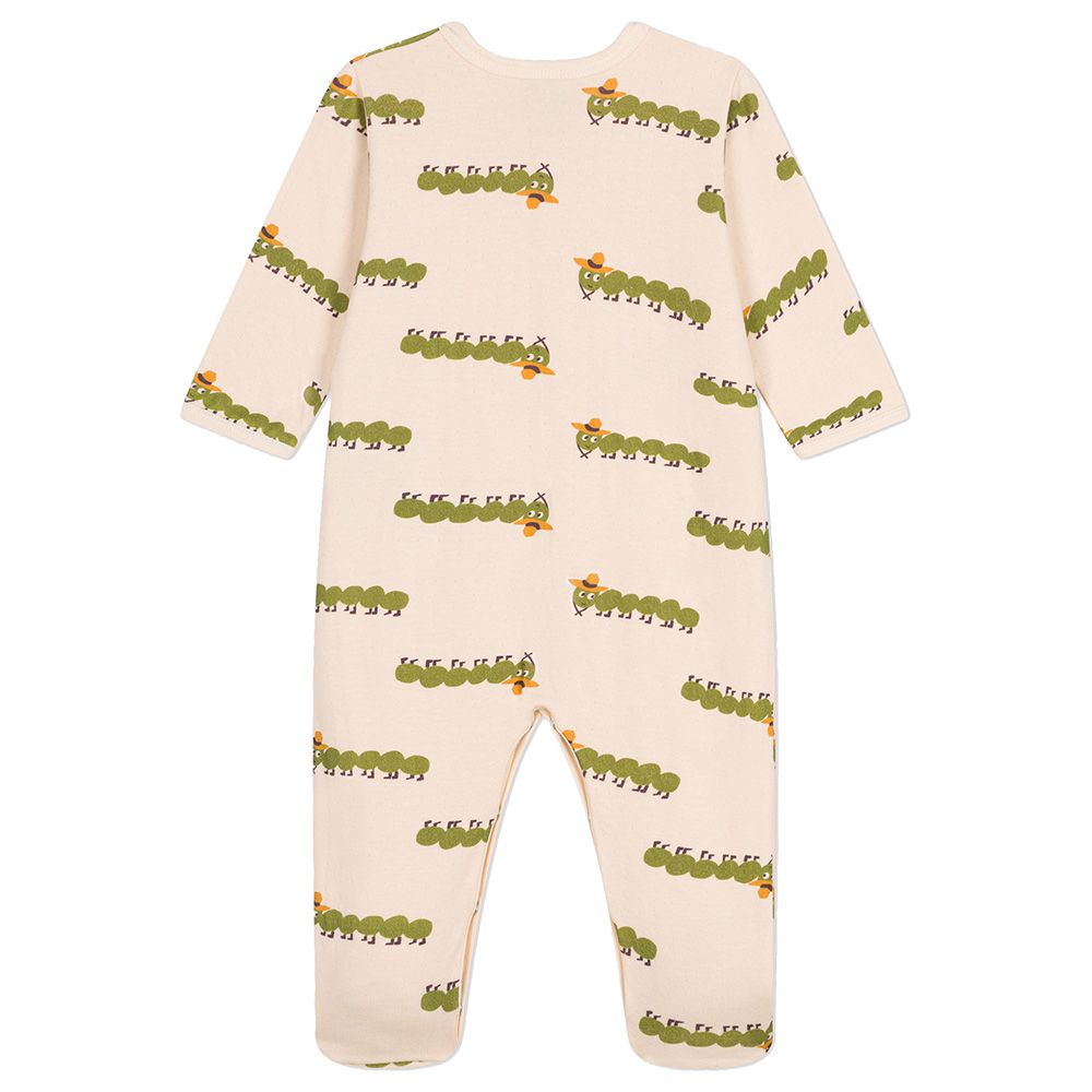 Petit Bateau - Baby's Cotton Animal Print Sleepsuit - Beige