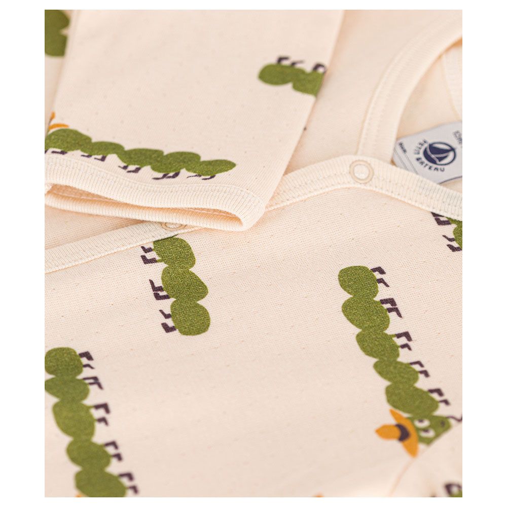 Petit Bateau - Baby's Cotton Animal Print Sleepsuit - Beige