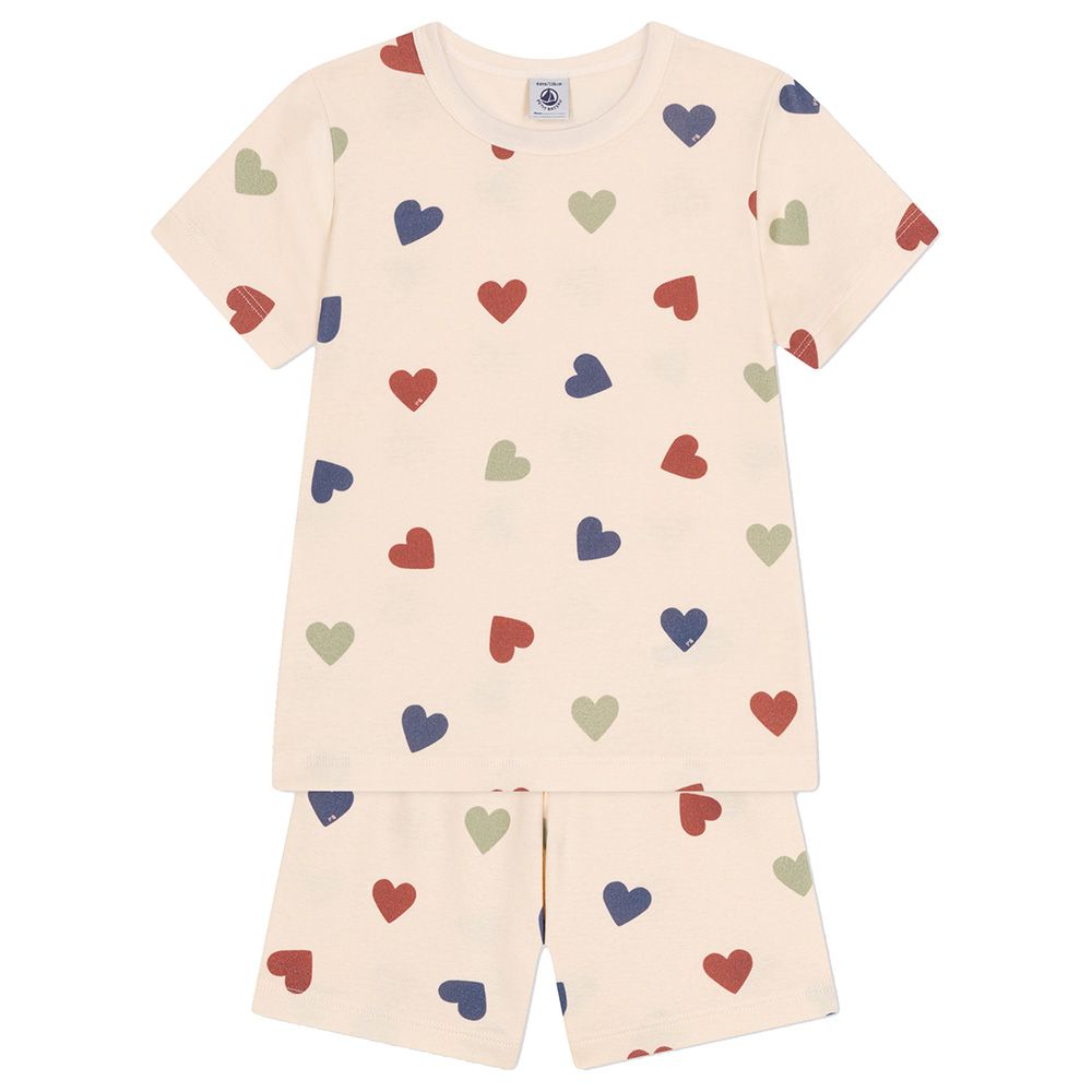 Petit Bateau - 2pc-Set - Girl's Cotton Heart Print Pajama Set