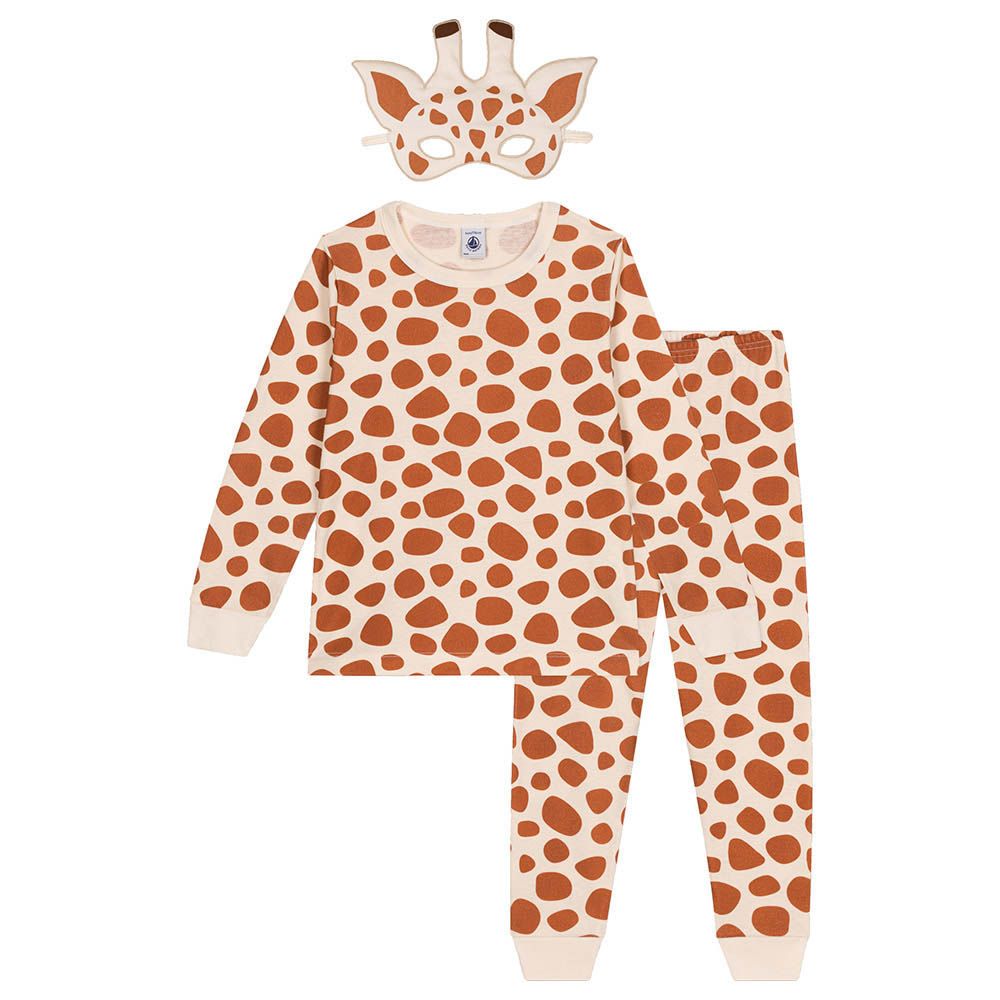 Petit Bateau - 2pc-Set - Girl's Cotton Giraffe Print Pyjama Set - Beige