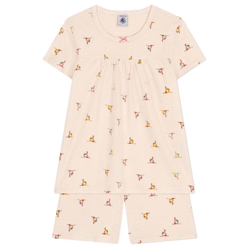 Petit Bateau - 2pc-Set - Short Cotton Animal Print Pyjama Set