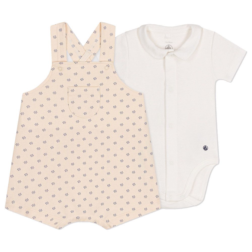 Petit Bateau - 2pc-Set - Baby's T-Shirt And Fleece Dungaree